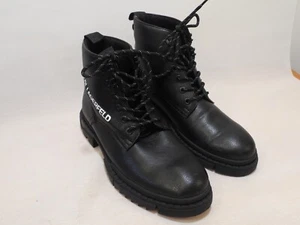 Karl Lagerfeld Paris Herren Stiefel Logo Leder Pebble Grained Schwarz 12M / 46D - Bild 1 von 7