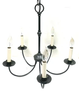 Hubbardton Forge Simple Lines 20"d 5-Arm Chandelier Natural Iron 10-7050-20 USA - Picture 1 of 7