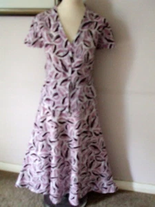 FAB ALEX & CO WHITE/AUGERGINE MIX LINEN TOP & SKIRT SUIT - Size 14 - Picture 1 of 6
