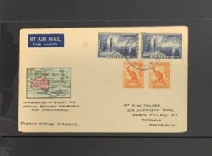 F.F.C.: 1951 Tasman air lines, direct air service MELBOURNE TO CHRISTCHURCH - Foto 1 di 2
