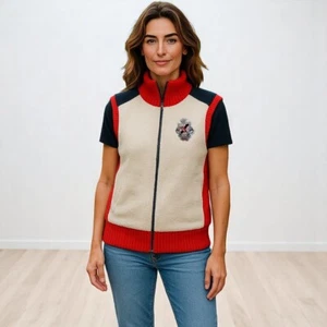 Louis Castel gilet da golf donna taglia XS tempo libero classico retrò emblema sportivo Y2K - Foto 1 di 20