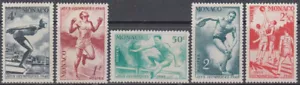 MONACO Sc #204-8 CPL MNH (sin correos aéreos) CONJUNTO DE 5 OLIMPIADAS DE VERANO 1948 en INGLATERRA - Imagen 1 de 1