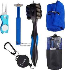 4 Stück Golf Zubehör Geschenkset Handtuch, Divot Werkzeug, Schlägerbürste, Nutenreiniger - Bild 1 von 7