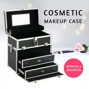 Portable Beauty Cosmetic Carry Case Makeup Organisation Box with Mirror - Picture 1 of 6