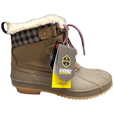 Khombu Keri 2 鸭靴女式 7 码棕色灰褐色合成防水系带 — 第 1/4 张图片