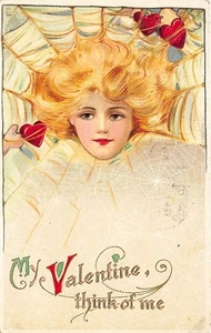 Postal John Winsch S. Schmucker Hermosa Mujer Mi Valentín, Piensa en mí - Imagen 1 de 2