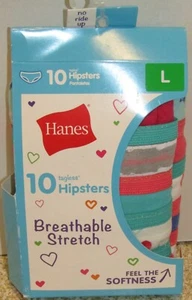 NEW Girls Hanes 10 Pairs Tagless Hipsters L 10/12 - Picture 1 of 3