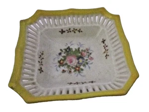 Plato de caramelo reticulado de porcelana china bávara vintage borde amarillo floral - Imagen 1 de 4