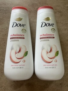 2 Dove Rebalance White Peach + Rice Milk Body Wash 20 fl oz Renewing Moisture - Picture 1 of 2