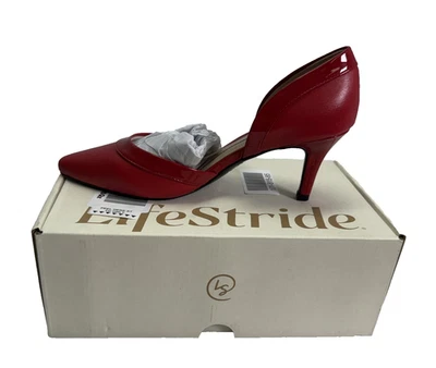 LifeStride Saldana Zapatos Mujer Talla 6.5 Rojo Charol Tacones Vestido Cómodo Foto 1 de 4
