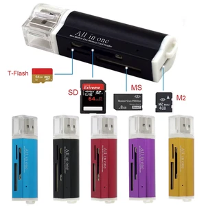 USB Memory Card Reader Adapter All In One for SD MMC SDHC TF M2 MS Duo In Black - Picture 1 of 8