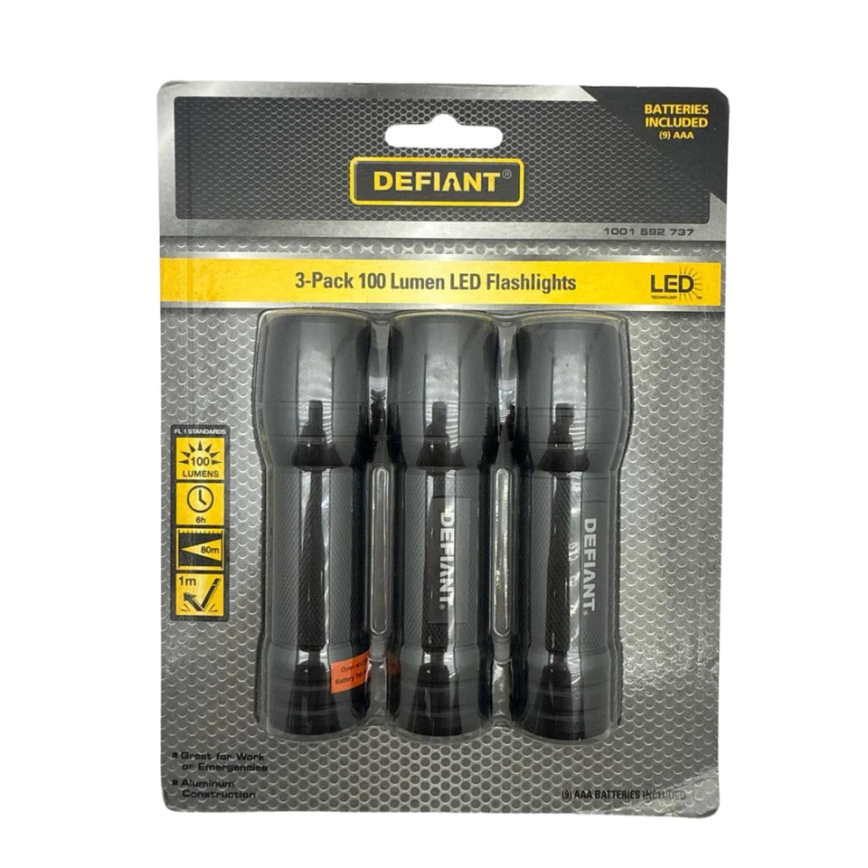 Linterna de aluminio Defiant de 100 lúmenes luces portátiles con baterías paquete de 3  Foto 1 de 4