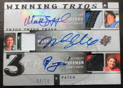 2009 UD SPx TRIPLE AUTOGRAPH 4 COLOR WORN JERSEY PATCH MATTHEW STAFFORD /10 RARE - Image 1 of 2