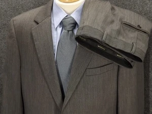 Jos A Bank Signature Suit 44R Herringbone Gray Wool 40x28 Pleat Pants 2 Button - Picture 1 of 17