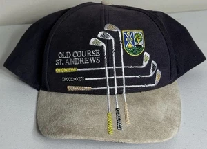 Old Course St. Andrews Navy & Suede Adjustable Hat Embroidered Golf Scotland - Picture 1 of 5