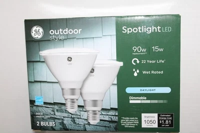 GE Outdoor Style 90w Replacement 15w LED Flood Bulbs PAR38 Med Base 2-Pack - Image 1 of 4