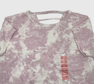 Top túnica Earth Yoga para mujer rosa blanco tie dye raglán manga corta 2XL NUEVO CON ETIQUETAS Foto 1 de 4
