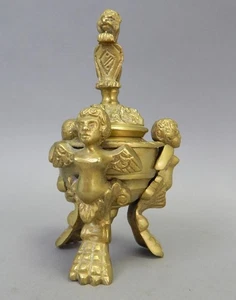 Antique vintage Italian Neoclassical Grand Tour bronze or brass Inkwell stand - Picture 1 of 5