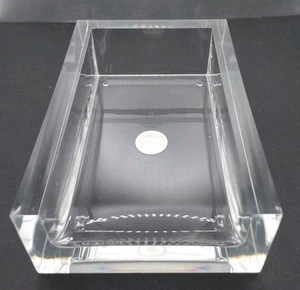 Guzzini clear Lucite card /note holder made Italy Logo Sticker 4"x5.9"x1.75" Vtg - Bild 1 von 5