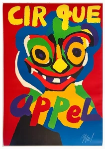 1970 Karel Appel Cirque Lithograph On woven paper Hand Signed Bold Vibrant Color - Picture 1 of 10