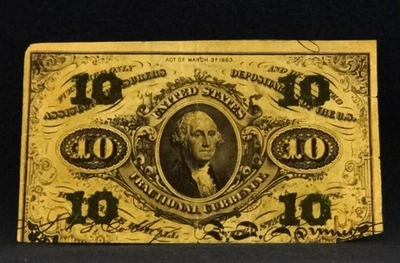 1863-THIRD ISSUE 10 CENT, CIVIL WAR-FRACTIONAL CURRENCY. FREE SHIPPING - Image 1 of 3