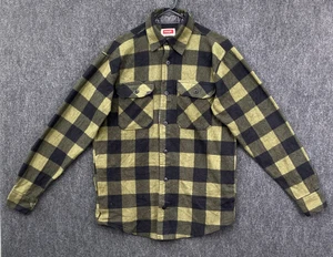 Wrangler Mens Small Button Up Shirt Shacket Green Black Buffalo Check Flannel - Picture 1 of 18