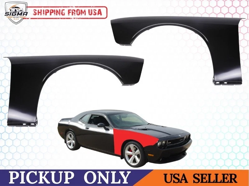Par de paneles de guardabarros de acero laterales izquierdo y derecho para Dodge Challenger 2008-2023 Foto 1 de 4
