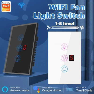 Tuya WiFi Smart Light Ceiling Fan Speed Wall Touch Switch for Alexa Google Home/ - Image 1 of 4