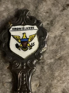 Cucchiaio souvenir vintage US da collezione Isole Vergini tono argento 4,5" - Foto 1 di 10