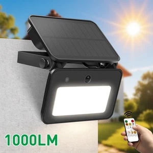 2X LED Solar Power Wall Lights PIR Motion Sensor CCT Outdoor Flood Lamp 1000LM - Picture 1 of 9