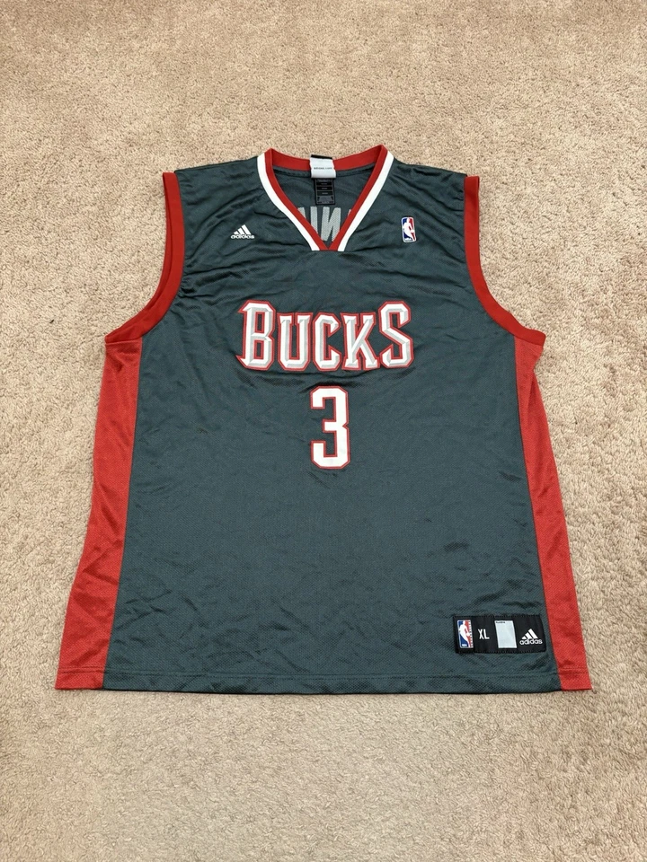 Camiseta deportiva de baloncesto Adidas Milwaukee Bucks Brandon Jennings #3 NBA para hombre talla XL Foto 1 de 4