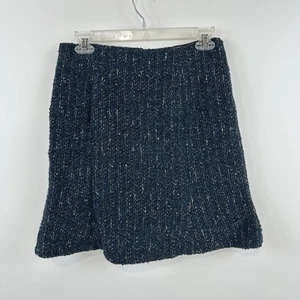 Minifalda CLUB MONACO mezcla de lana tweed azul marino talla 4 línea A trompeta oficina carrera - Imagen 1 de 12