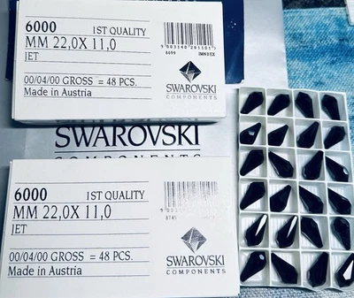 Swarovski Pendants 6000 22 x 11 mm Jet 48pcs Packs From Austria - Image 1 of 3