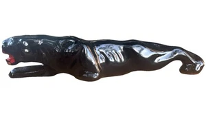 Vintage Mid Century Black Panther Figurine Ceramic Glossy Glaze Red Clay - Picture 1 of 4