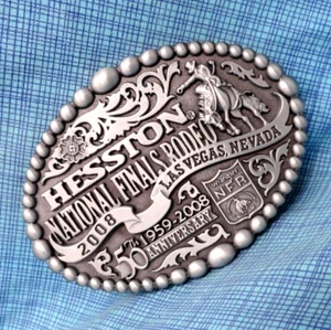 PRCA Hesston NFR Belt Buckle 50th Anniversary Vtg Montana Silversmiths   .SHY367 - Picture 1 of 8