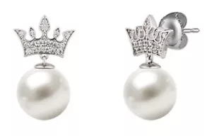 J.Estina Basic Tiara Earrings JJT1EI7AF445SW000 Silver 925 Crystal Pearl C.Z - Picture 1 of 1