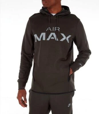 耐克 Sportswear 男式 Air Max 橄榄/灰色连帽衫 (931998-001)- 尺寸 M/L 全新带标签 — 第 1/4 张图片