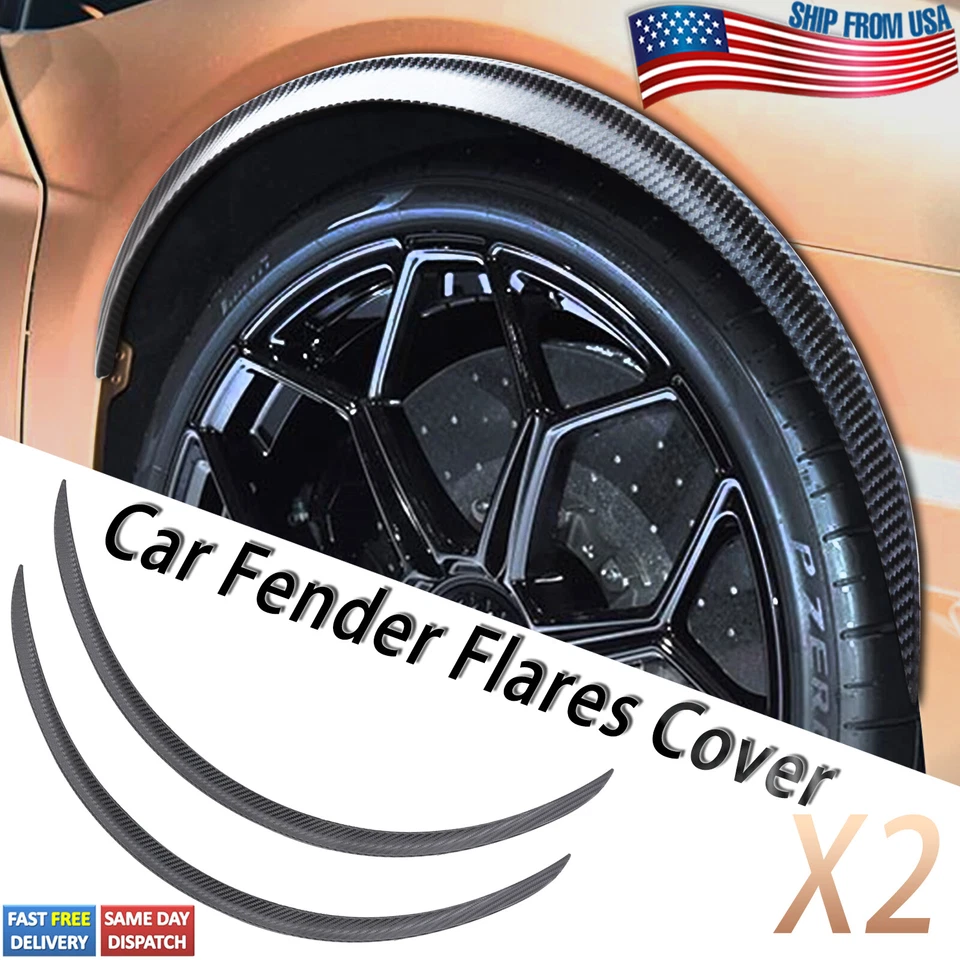 2 PIEZAS Fibra de Carbono Coche Camión Guardabarros Llamaradas Cubierta Protector Arcos Tira 29" Foto 1 de 4