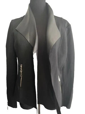 Ravel 黑色夹克,带人造皮革拉链细节,尺寸 M — 第 1/3 张图片