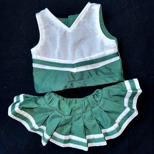 Traje de animadora cazador verde y blanco para muñecas bebé animales de peluche tamaño BABW - Imagen 1 de 8