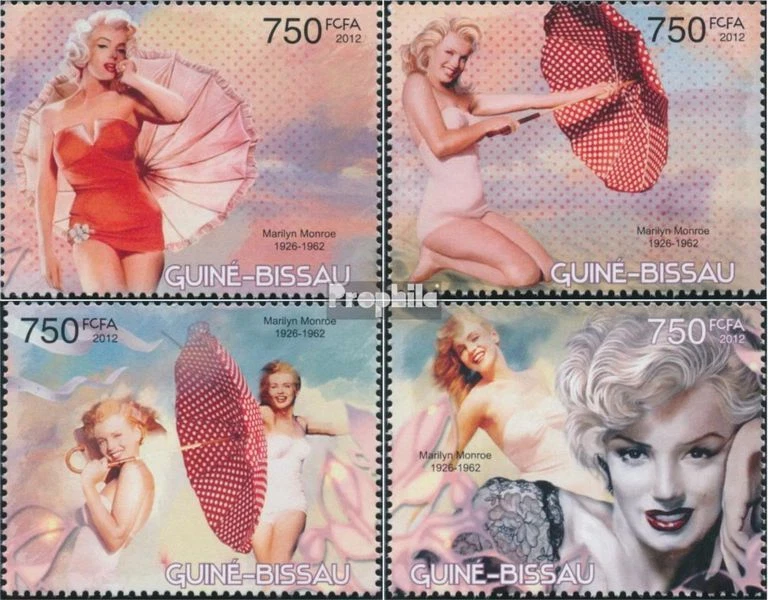 Selos Guiné-Bissau 2012 Mi 6207-6210 (completo. edição) MNH 2012 Marilyn Monroe - Imagem 1 de 1