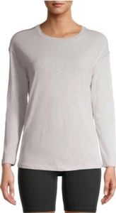 COMO BLU Womens Long Sleeve T-Shirt Crew Neck Cotton Blend Lavander Blue Siz M - Picture 1 of 6
