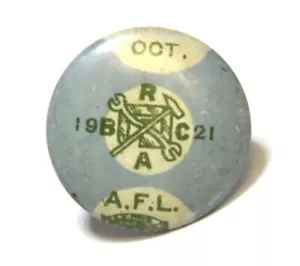 1921 OTTOBRE A.F.L BROTHERHOOD OF RAILWAY CARMEN UNIONE BOTTONE MEMEBER PINBACK - Foto 1 di 3