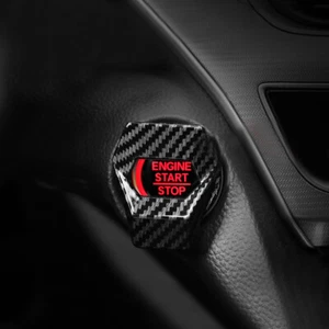 1× Carbon Fiber Car Engine Start/Stop Push Button Switch Trim Cover Accessories - Bild 1 von 12