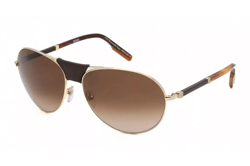 Gafas de sol Ermenegildo Zegna EZ0177 32F de cuero dorado aviador marco 64-16-135 Foto 1 de 3