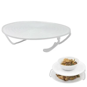 Microwave Folding Round Tray Double Plate Dish Bowl Holder Rack Cover Stacker - Picture 1 of 8