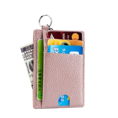 Carteira minimalista fina masculina e feminina bolso frontal RFID bloqueio porta-cartão de crédito - Imagem 1 de 4