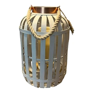 Large Woven Wicker Wood Candle Lantern Basket Rustic Hanging  19” Beach Turtle - Picture 1 of 9