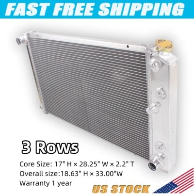 3Rows Radiator Fits 1968-72 Chevy Chevelle Pontiac GTO LeMans Cutlass Big Block Foto 1 de 4