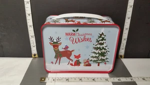Miniature Tin Lunchbox ; Holiday XMAS Deer ; Warm Christmas Wishes - Picture 1 of 8